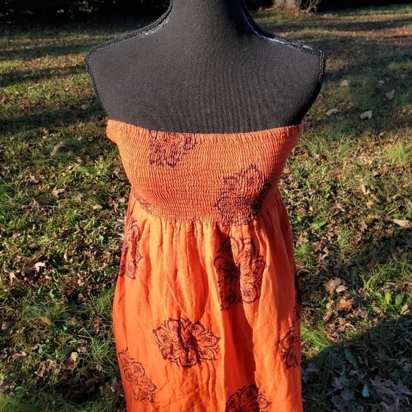 CATO Sleeveless orange maxi dress Small - Picture 2 of 7